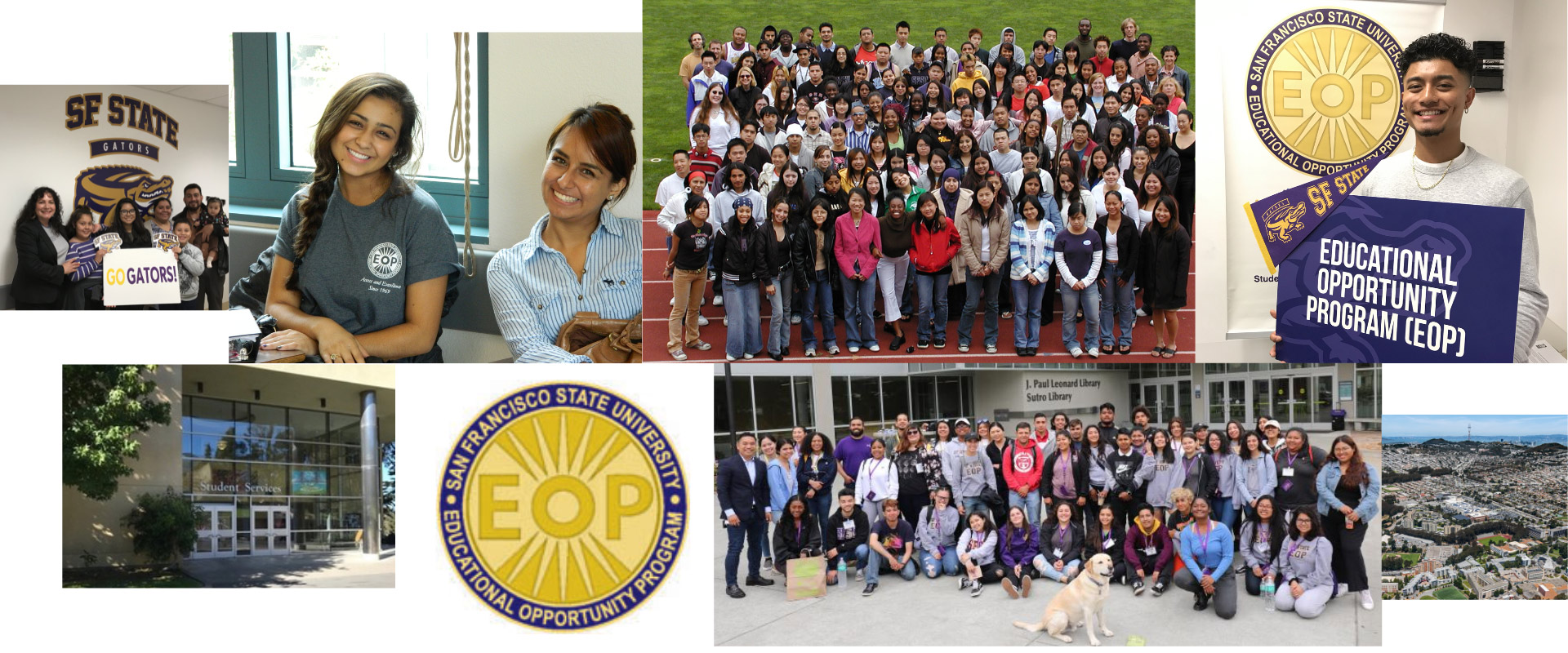 EOPP hero image - a collage of SF State students, staff and faculty, supporting educational opportunity program